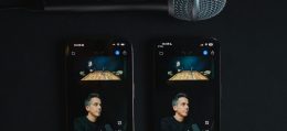 Ses ve video kaydı için mikrofonlara bağlı iki telefon